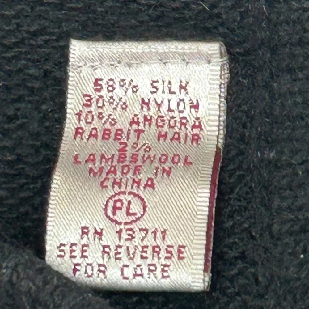 Vintage Karen Scott Black Silk Nylon Angora Lambswool Christmas Sweater‎ Size PL